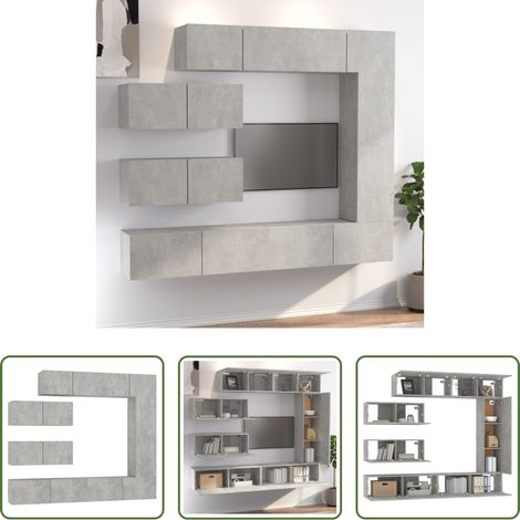 vidaXL Wohnzimmermöbel - 7-tlg. TV-Schrank-Set Betongrau Holzwerkstoff (1/5)