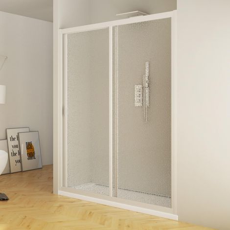 Porta Doccia 130 cm 1 Anta Scorrevole in Acrilico H185 cm Dorini Bianco (1/4)