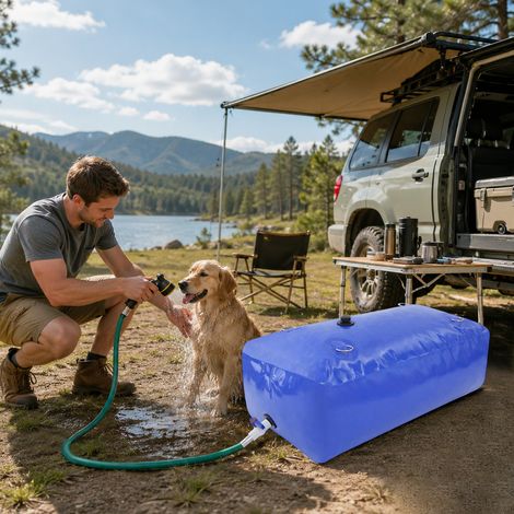 Réservoir d'eau pour brouette I Sac à Eau Mobile Outdoor avec Valve de Sortie I Bidon d'eau Pliable en PVC Extra résistant I Réutilisable 240 l (1/5)