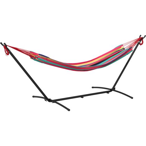 Outsunny Amaca con Supporto, Altezza Regolabile e Borsa di Trasporto Rosso