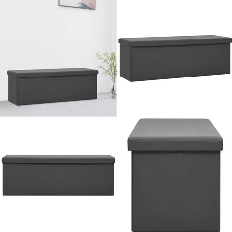 Faltbare Sitzbank mit Stauraum Grau PVC - Sitzbank - Stauraumbank - Wohnzimmerbank - Eingangsbereich - Grau - Home & Living (1/5)