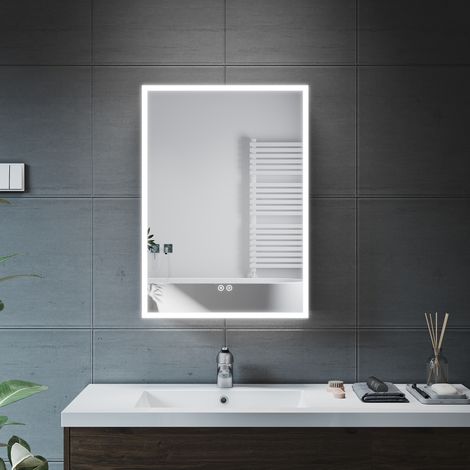 ELEGANT Bathrrom Wall Cabinet Stainless steel Illuminated LED Mirrorr, Shaver Socket, Anti Fog, Adjustable Brightness 500x125x700mm Bathroom LED Mirror