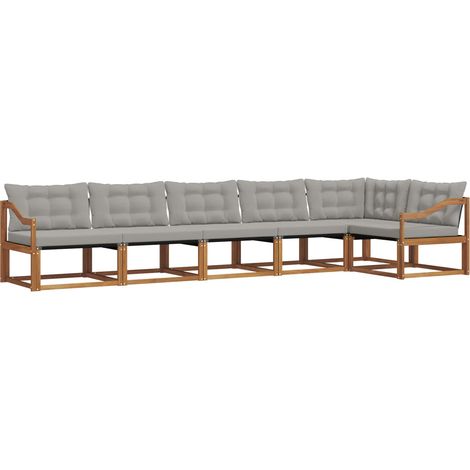 Conjunto de sofás de exterior 6 uds. Gris Natural y Claro vidaXL (1/5)
