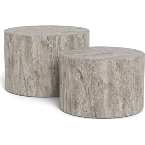 Conjunto mesa de centro Norsica 800, Gris, 40x0x0cm, Diámetro: 58, MDF, Redonda