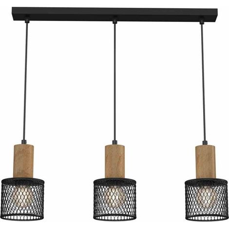 Suspension loft Milagro Sobresa 3xE27 60cm noir/bois (1/5)