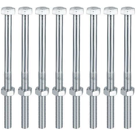 8 boulons et écrous M10, boulons hexagonaux M10 x 160 mm avec écrous, vis à métaux, vis hexagonales en acier inoxydable (1/3)
