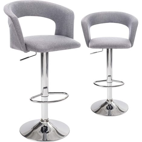 Ensemble de 2 tabourets de bar de cuisine, hauteur réglable, pivotants à 360°, repose-pieds et assise, dossier et accoudoirs rembourrés en similicuir AYO (noir et marron) (1/5)