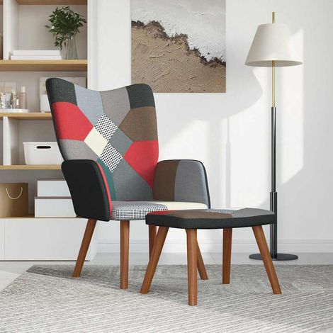 Maison Exclusive - Poltrona Relax con Poggiapiedi in Tessuto Patchwork (1/5)