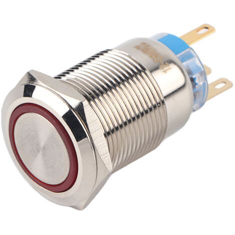 QORVA- Interrupteur à bouton-poussoir autobloquant étanche en acier inoxydable, 19 mm, 12-24 V, LED rouge (1/5)