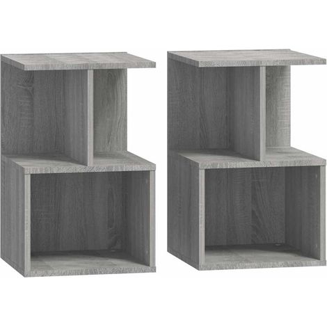 Maison Exclusive - Mesitas noche 2 uds madera contrachapada gris (1/5)