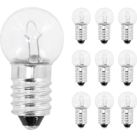 10x Ampoule E10 12V 5W culot 10mm à visser universel incandescent maison bricolage cyclomoteur scooter moto vélo (1/2)