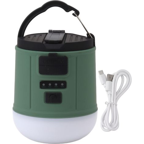 Ortviai Lanterne de Camping LED avec Manivelle, 9 Modes d'Éclairage, Batterie Rechargeable 2400 mAh, Couleur Vert Militaire