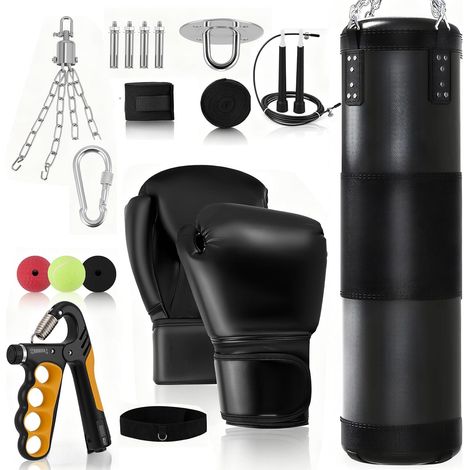 Sac de frappe pour adulte 120 cm Sac de frappe lourd avec gants de boxe de 12 oz et accessoires Équipement d'entraînement complet pour la boxe, le kickboxing, le MMA Idéal pour l'entraînement à (1/5)