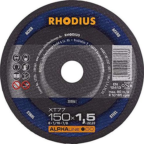 Disque de coupe rhodius xt77 acier 150 mm 1,5 mm (1/4)