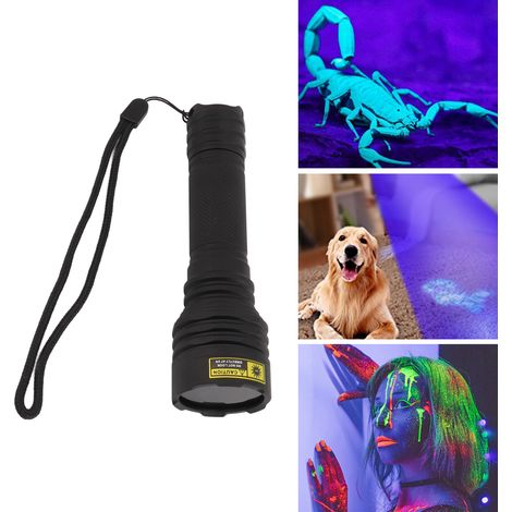 Lampe torche 365 nm, lampe torche UV, lampe torche de test portable, filtre miroir noir, urine d'animaux, durcissement de résine d'arbre, scorpion. (1/5)