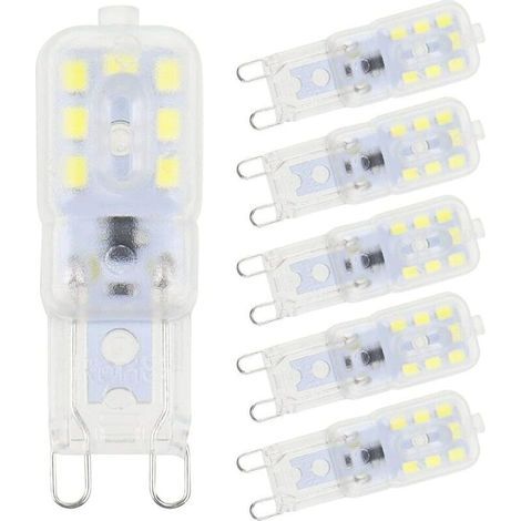6 Pieces G9 LED Bulbs Cool White 3W 6500K Flicker-Free Halogen Replacement Dimmable LED Capsule Bulbs Energy Saving for Wall Lights Chandeliers Refrigerators AC 220V (1/5)