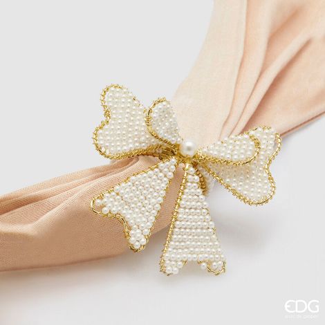 EDG Enzo De Gasperi Portatovagliolo Natale Fiocco D 6 Cm White