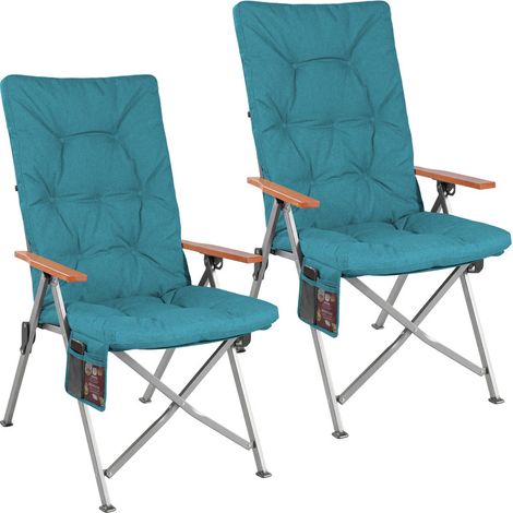 Homecall Campingstuhl Faltbar Hochlehner Luxus Klappstuhl mit 4,5cm Dicke Gepolstert, (150kg Belastbar mit 4 Positionen Verstellbar Angelstuhl, 2 St), für Garten Balkon Wohnmobil (marineblau)