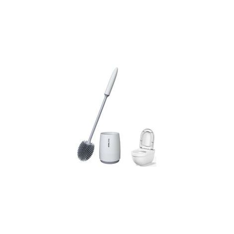 Brosse de toilette avec base - Blanc clair de lune (manche rond) (1/5)