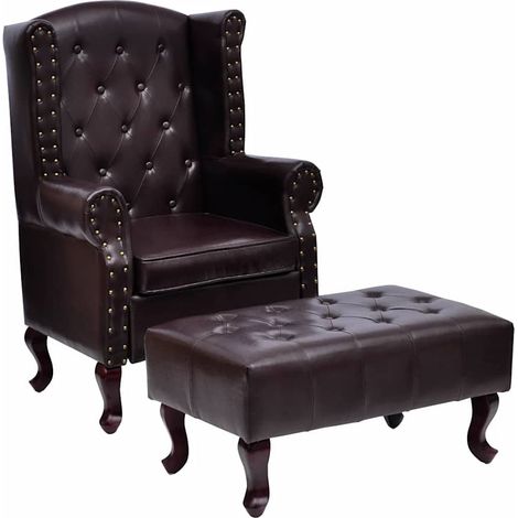 Maison Exclusive - Sessel mit Fußhocker Dunkelbraun Kunstleder (1/5)