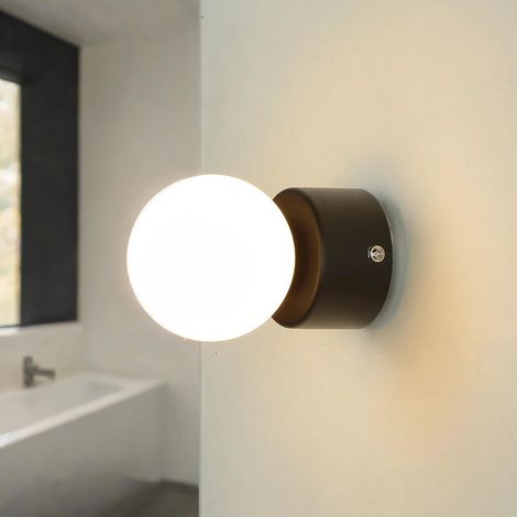 Wandlampe IP44 Weiß Schwarz G9 Glas Kugel Schirm Modern Badleuchte (1/5)