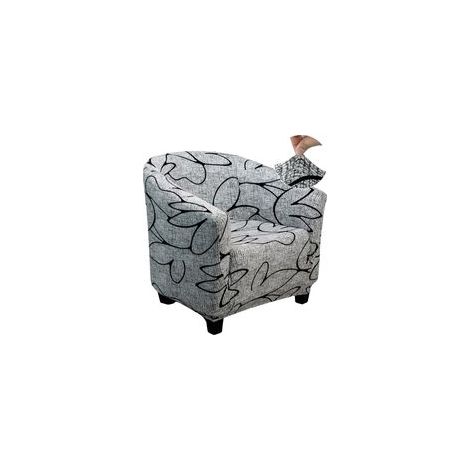 Housse de Fauteuil Cabriolet 1 Place, Housse de Fauteuil Crapaud Extensible Chesterfield, Housse Fauteuil Salon Club il Lavable, Couverture de Fauteuil Facile à Installer et à Laver,Style Gris