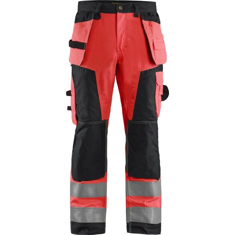Arbeitshose mit hoher Sichtbarkeit Handwerker 1568 - Neonrot / Anthrazitgrau 2XL - FR(52) - SE(C58) - Kurz