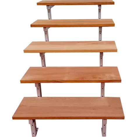 BALI Gartentreppe Stahl H88cm - 5 Bankirai Hartholz Stufen B80cm