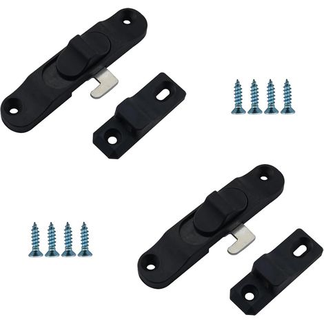 Lot de 2 verrous coulissants noirs avec crochet (1/5)