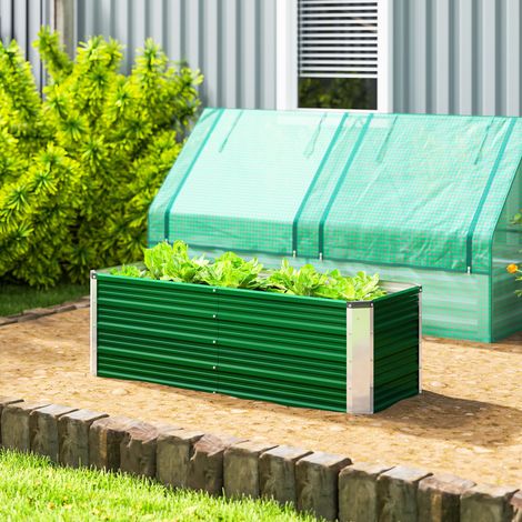Jardinière sans fond avec deux compartiments de culture. En acier. 125 x 47 x 44 cm. Verte. (1/5)