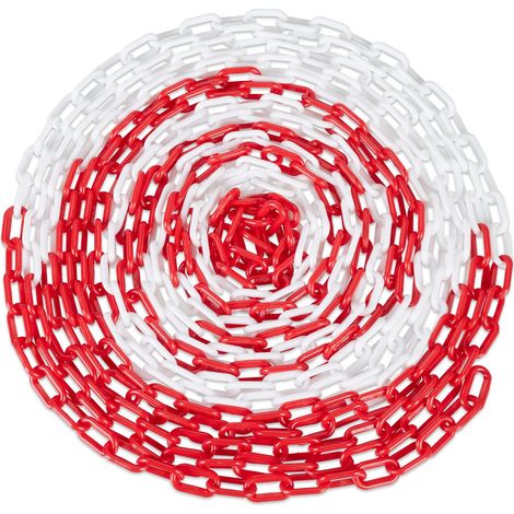 Chaîne de signalisation balisage 10 m facile à utiliser visibilité optimale en plastique rouge (1/4)