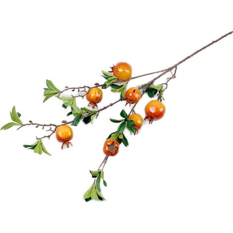 Branche de grenade artificielle à 7 têtes, 92cm, tige de Simulation décorative exquise et réaliste pour la maison, Orange (1/5)