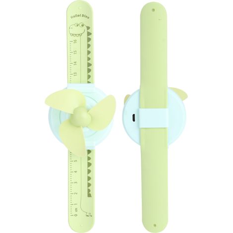 Kompakte, innovative Cartoon-Uhr in verstellbarer Mini-Kinderarmbanduhr mit Fächer, Lineal und USB-Ladefunktion (Grün) (1/5)