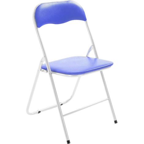 Silla Plegable Metálica | Acolchada en Asiento y Respaldo | 44 x 45 x 80 cm | SELECCIONE COLOR - color :Gris / Azul - Gris / Azul