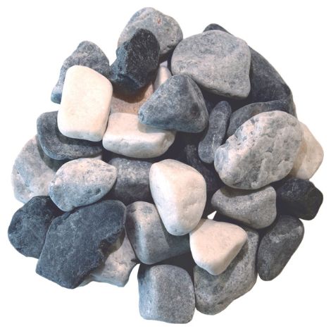 Gravier déco Dalmatien roulé 12/25 mm - Sac de 20 kg - Noir, Blanc et Gris (1/5)