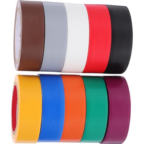 Cinta Aislante Eléctrica Surtida 10 Rouleaux Pvc pour Câbles (1/5)