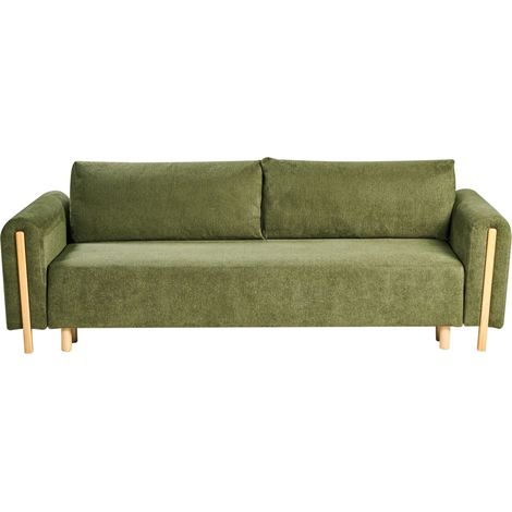 Sofa Bed Green Fabric Upholstery Click-Clack Sleeper Mechanism with Storage Minimalistimodern with Armrests KVAM (1/5)