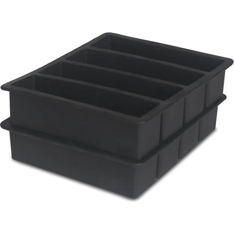 Bac à glaçons avec couvercle, 4 glaçons, Zwart , Siliconen , 17,5 x 14,5 cm, universel, pour la fabrication de glaçons (1/4)
