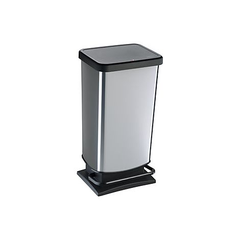Bidone per Rifiuti Rotho Paso con Pedale da 40 litri, Colore Argento (1/2)