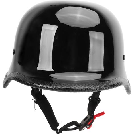 Unisex-Halbjethelm für Motorradfahren und Outdoor-Sportarten, mit reflektierenden Streifen, glänzend schwarz, Größe XXL. Geeignet für Männer, Frauen und Kinder. (1/4)