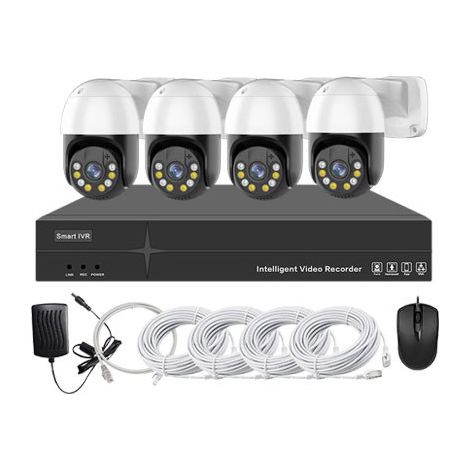 Système vidéosurveillance NVR POE 4 canaux – 4 caméras motorisées 3MP – Vision nocturne couleur – Détection humaine – Installation simplifiée – Tike Sécurité - DD 500 GB