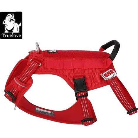 Harnais pour Chien, Ajustable, Design Réfléchissant, Rouge Ruban, XL-poitrine 81-107CM (1/2)
