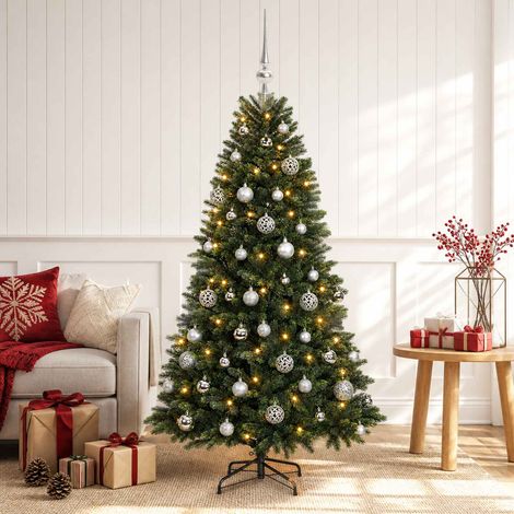 vidaXL Arbre de Noël Artificiel avec Boule 150 cm 150 LED Blanc chaud (1/5)