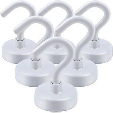 Crochets magnétiques SZTXJ (lot de 6, blancs), ultra-résistants (11 kg), pour salle de classe, réfrigérateur, suspension, cabanes, barbecue, cuisine, garage, etc.