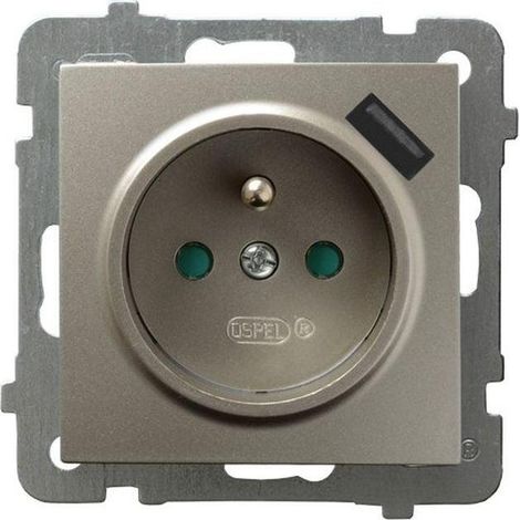 Ospel Presa elettrica satinata con caricatore USB integrato