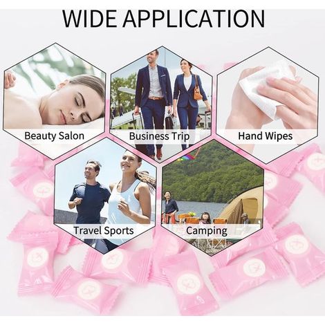 Asciugamani compressi,100 mini fogli,asciugamani viso portatili,fazzoletti di cotone,pulizie domestiche e altre attività all'aperto (rosa) (1/4)
