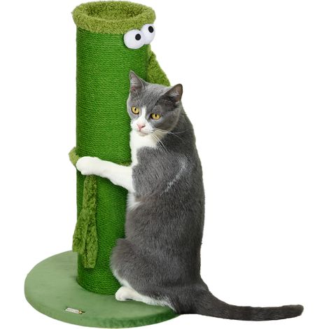PawHut Cat Scratcher Post Indoor with Sisal Rope, 63cm Tall, Green (1/5)