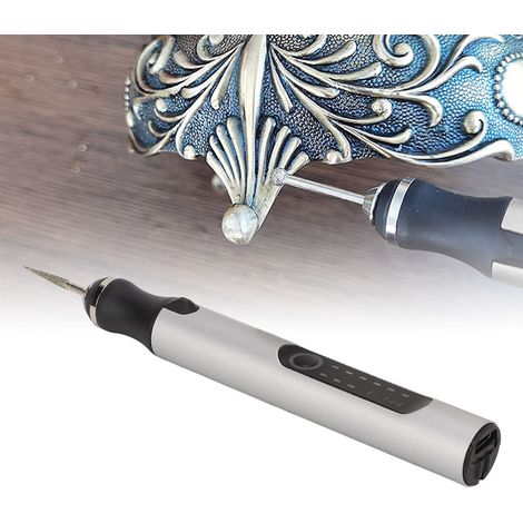 Mini-Elektroschleifmaschine, Gravier-, Polier- und Schleifgerät mit Lithium-Akku, Werkzeugset, kleiner elektrischer Polierstift, Silber (1/5)