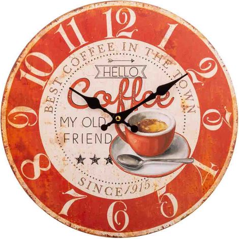 Reloj de pared de madera rojo d34x2 cm (1/4)