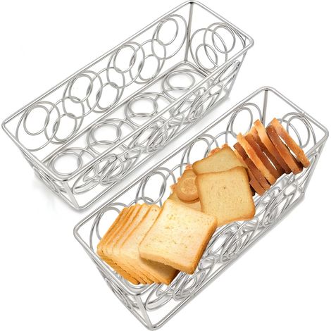 Lot de 2 organiseurs élégants en métal pour sachets de thé, paniers de rangement en fil métallique pour cuisine, salle de bain, café, 22 x 8,9 x 6,1 cm (1/5)